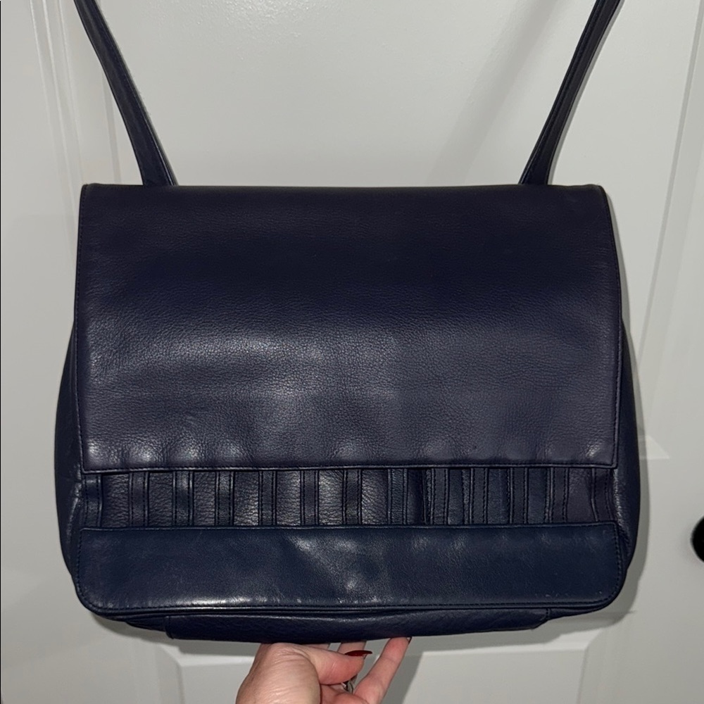 Bon Ami Navy Buttery Soft Leather Messenger Bag